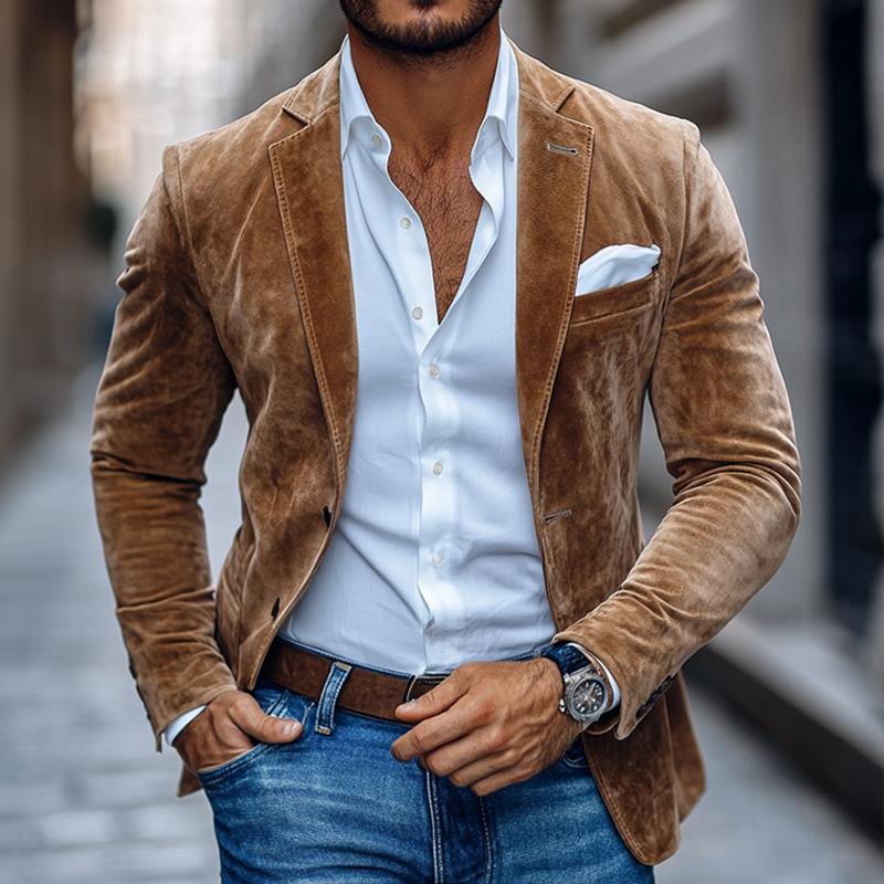 Blazer en Suède Élégant pour Hommes