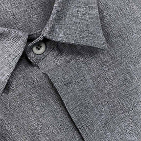 Chemise En Coton Lin À Manches Courtes À Col Uni Pour Hommes