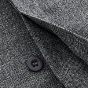 Chemise En Coton Lin À Manches Courtes À Col Uni Pour Hommes